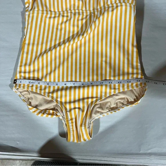 ALBION ~ The Cabana One Piece Swimsuit Yellow and White Striped Shoulder Ties - Picture 10 of 13